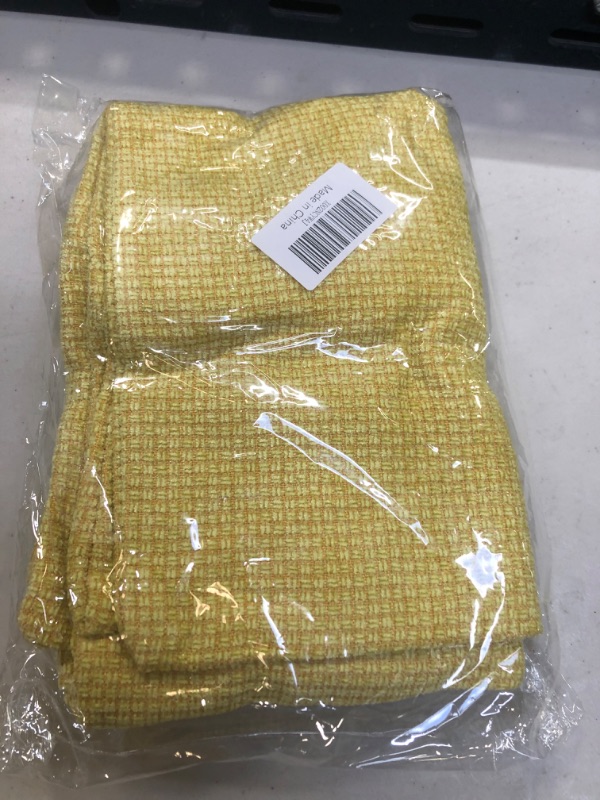 Photo 2 of Anickal Yellow Pillow Covers 18x18 Inch with Triple Buttons Set of 2 Chenille Rustic Farmhouse Decorative Throw Pillow Covers Square Cushion Case for Home Sofa Couch Decoration