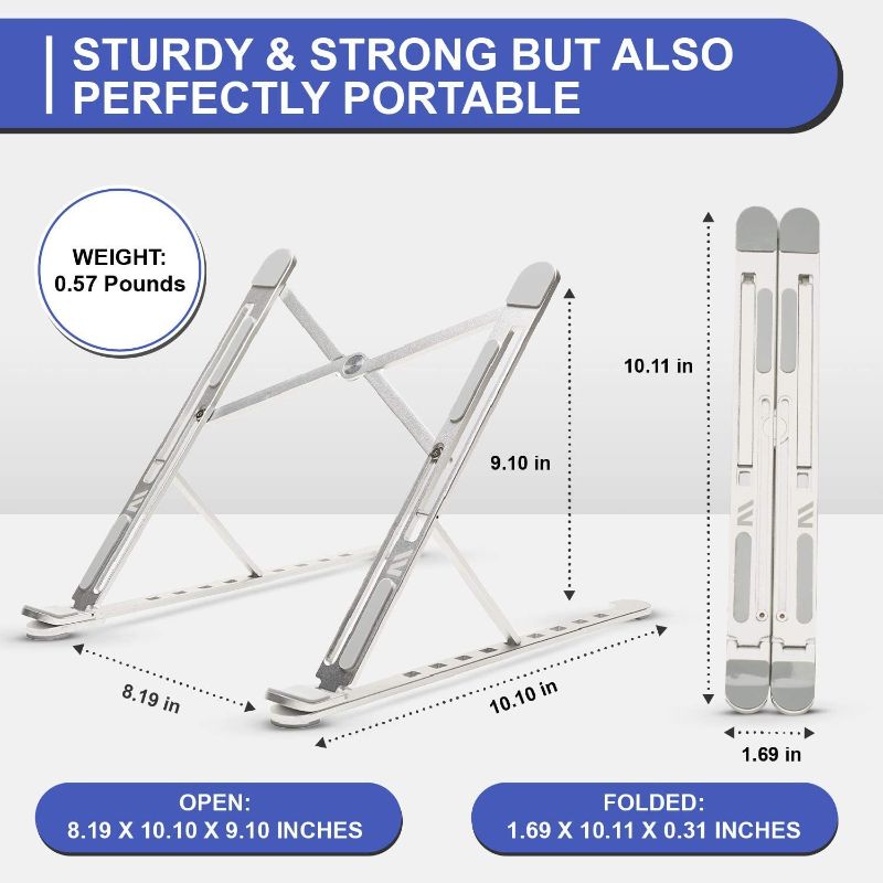 Photo 3 of Everyield Upgraded Aluminum Foldable Laptop Stand- Compact, Portable Laptop Raiser with 9 Adjustable Heights The Perfect Ergonomic Laptop Stand