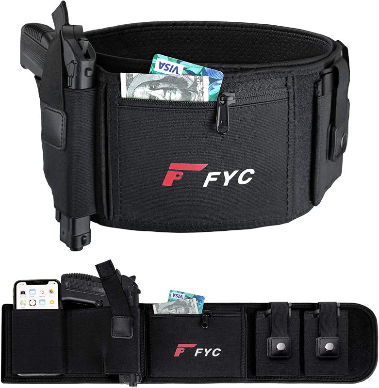 Photo 1 of Belly Band Holster for Concealed Carry-Gun Holster for Women & Men, Upgraded Breathable Waistband Holster with Double Magazine Pouch, for Glock, Ruger LCP, Smith and Wesson, Sig Sauer, 1911, etc