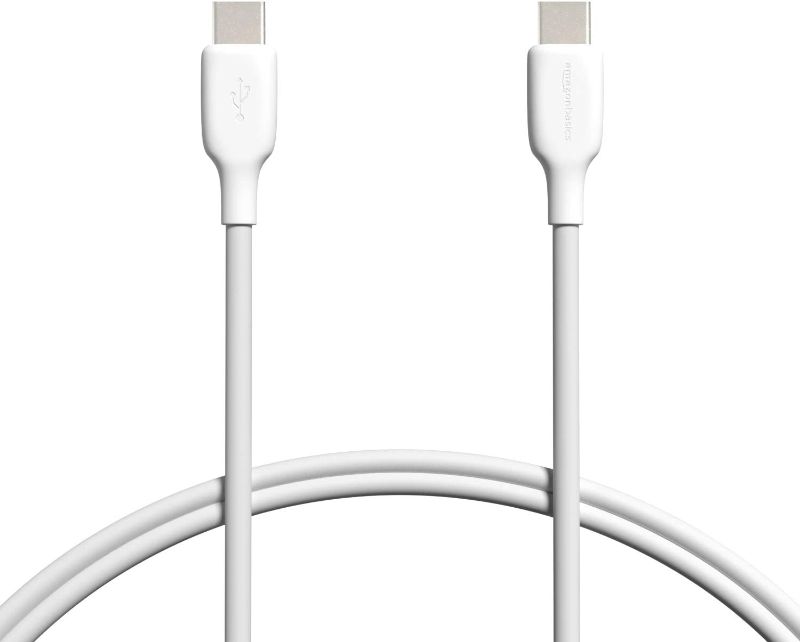 Photo 1 of Amazon Basics Fast Charging USB-C to USB-C2.0 Cable (USB-IF Certified), 60W - 3-Foot, White