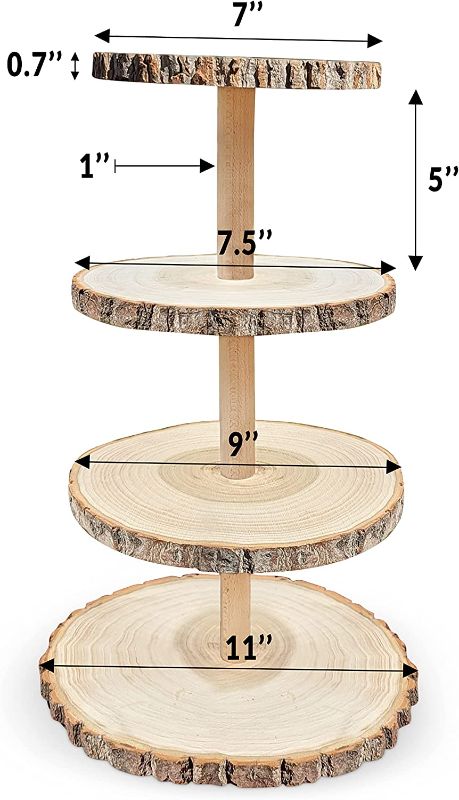 Photo 2 of Beyond Basic Rustic Cupcake Stand - Wooden Cupcake Stands are The Ideal Rustic Wedding Decor or Farmhouse Tiered Serving Tray. This Wooden Cupcake Tower Display Doubles as a Tiered Tray.