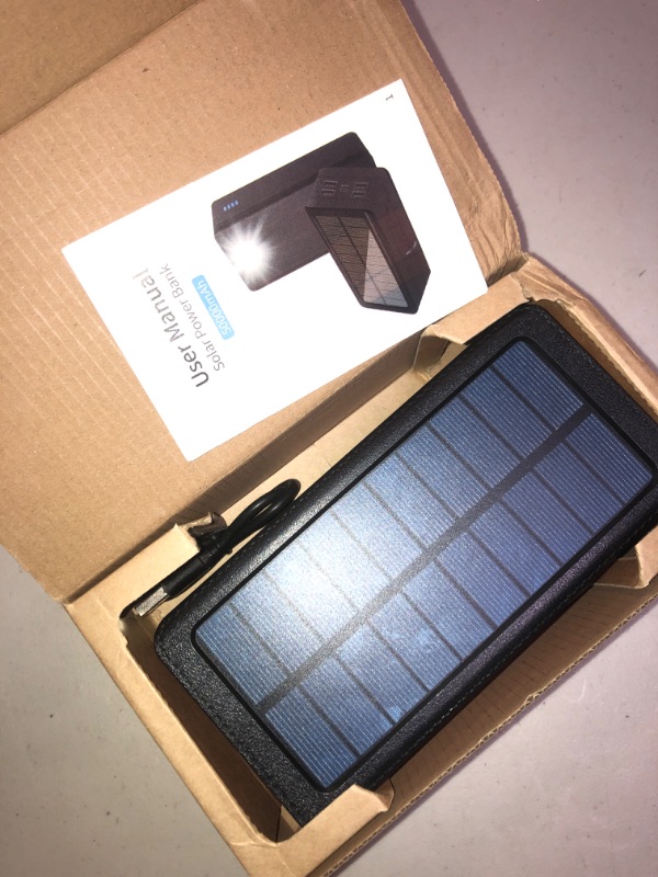 Photo 4 of Solar Power Bank 50000mAh, Portable Solar Phone Charger with Flashlight, 4 Output Ports, 2 Input Ports, Solar Battery Bank Compatible with iPhone for Camping, Hiking, Trips