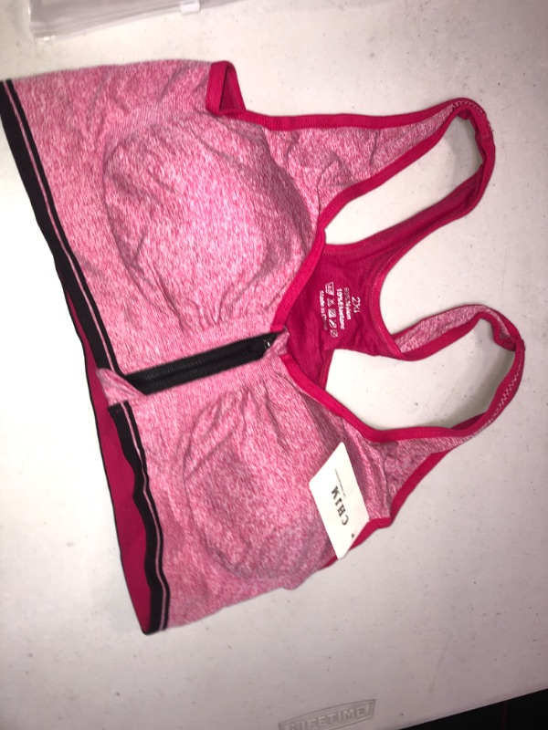 Photo 1 of CHJM WOMEN'S RED SPORTS BRA THAT ZIPS OPEN OR CLOSE SIZE 2XL