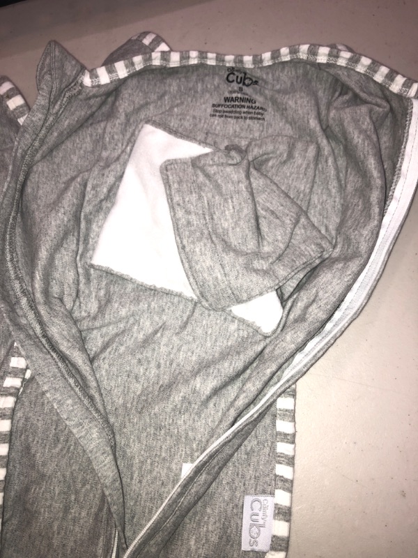 Photo 2 of COMFY CUBS  PAIR OF GREY BABY SWADDLER'S , ZIP UP , SIZE SMALL 5-12 POUNDS 