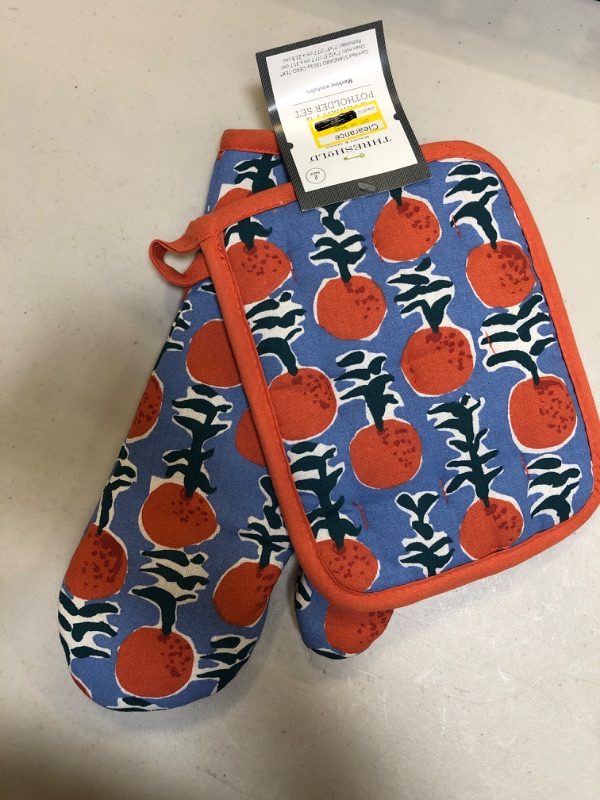 Photo 2 of 2pc Cotton Oranges Oven Mitt and Pot Holder - Threshold™