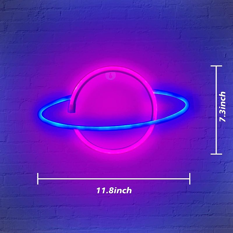 Photo 2 of TIDYON Neon Sign Planet Led Neon Lights Neon Light Sign for Wall USB or Battery Powered Led Neon Sign for Bedroom, Party, Table & Wall Decoration Light, Mother's Day Gift and Kids Gift
