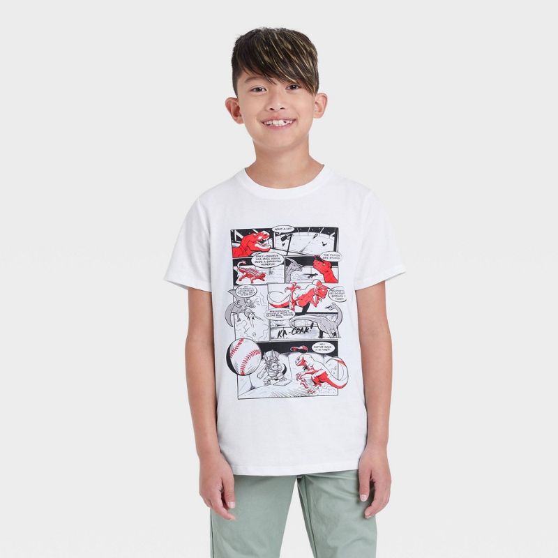 Photo 1 of Boys' 'Dinosaurs Paying Baseba' Graphic Short Seeve T-Shirt - Cat & Jack™ ( PACK OF 2 ) SIZE L
