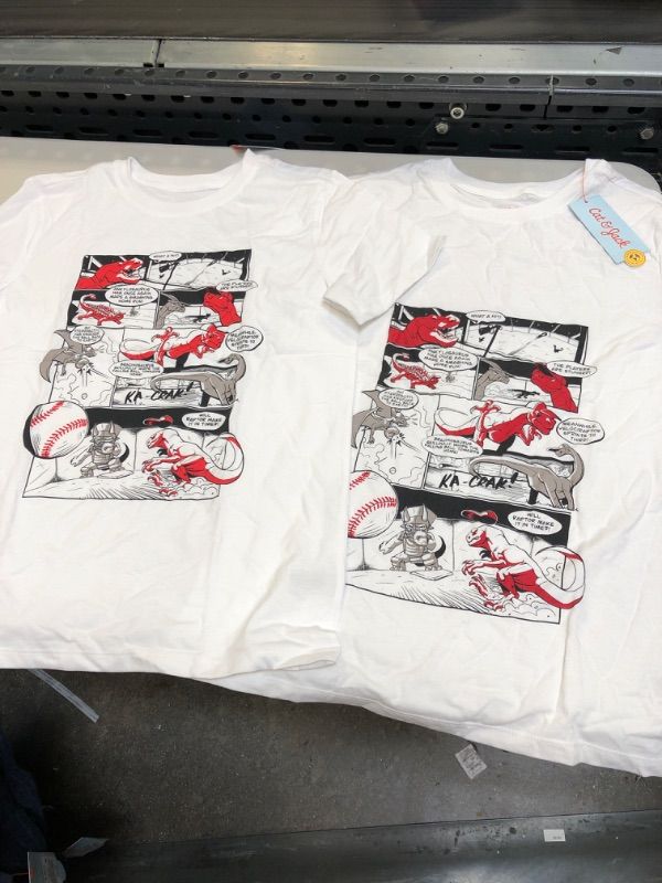 Photo 2 of Boys' 'Dinosaurs Paying Baseba' Graphic Short Seeve T-Shirt - Cat & Jack™ ( PACK OF 2 ) SIZE XS/ S 
