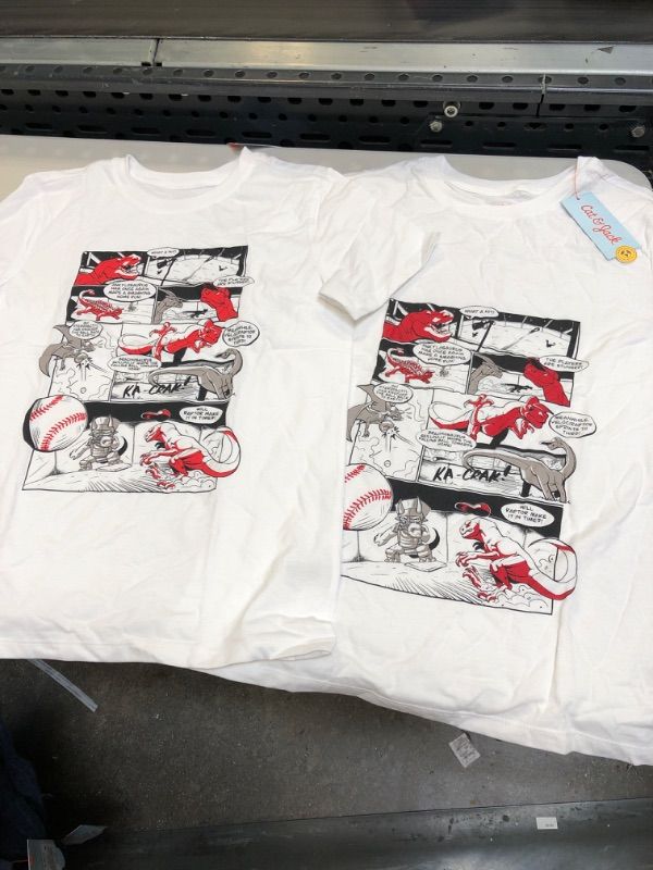 Photo 2 of Boys' 'Dinosaurs Paying Baseba' Graphic Short Seeve T-Shirt - Cat & Jack™ ( PACK OF 2 ) SIZE S/ XS 
