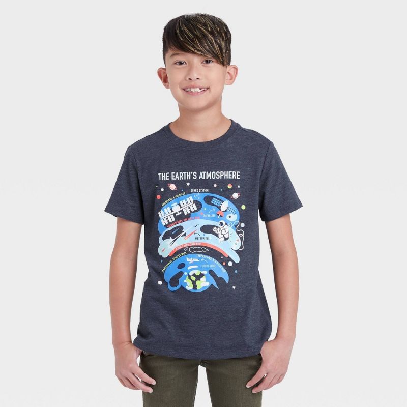 Photo 1 of Boys' 'the Earth's Atmosphere' Graphic Short Sleeve T-Shirt - Cat & Jack™ ( PACK OF 2 ) SIZE S
