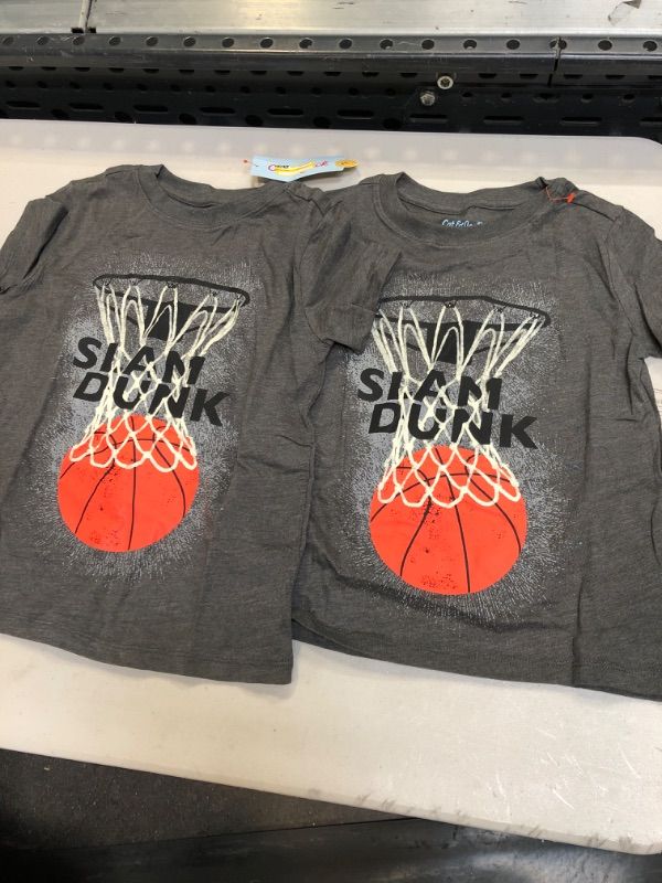 Photo 2 of Boys' 'Slam Dunk' Short Sleeve Graphic T-Shirt - Cat & Jack Charcoal Heather ( PACK OF 2 ) SIZE XS
