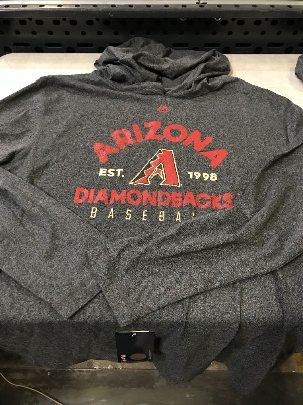 Photo 1 of ADULT ARIZONA DIAMONDBACKS HOODED LONG SLEEVE SHIRT -- SMALL 