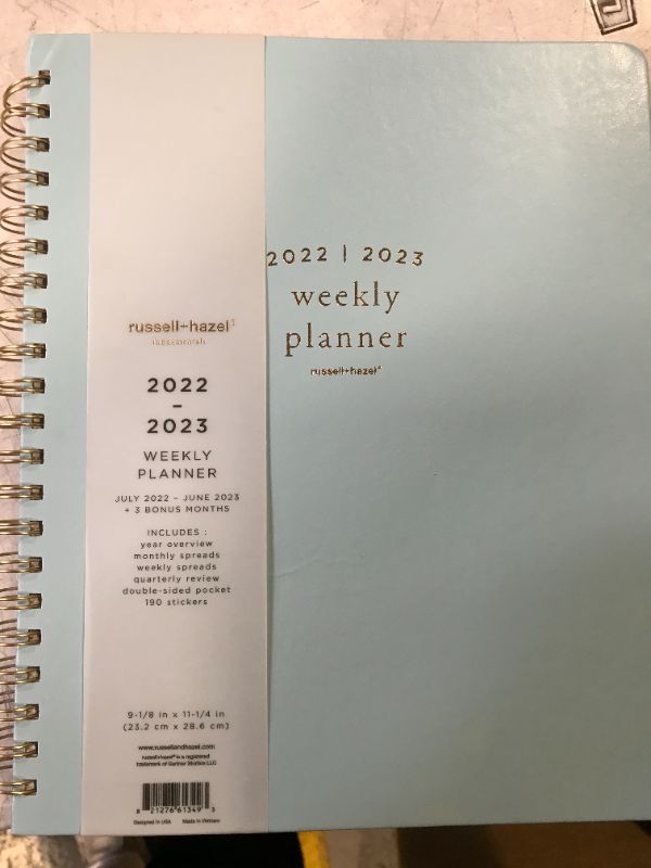 Photo 2 of 2022-23 Academic Planner 8.75x11 Weekly Spiral Vegan Leather Dew - russell+hazel