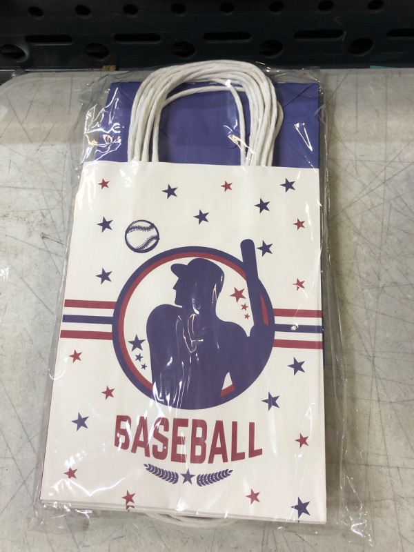 Photo 3 of 12 Pcs Baseball Snack Goodie Bags with Handle for Kids, Baseball Treat Gift Candy Bag Baseball Themed Party Favor Bags for Team Boys Girls Adults Baseball Birthday Party Supplies Decorations