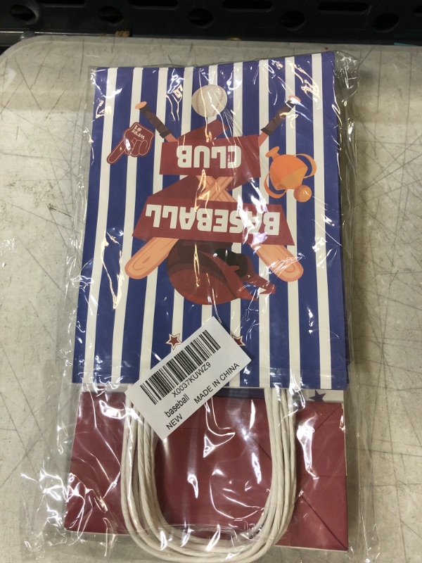 Photo 4 of 12 Pcs Baseball Snack Goodie Bags with Handle for Kids, Baseball Treat Gift Candy Bag Baseball Themed Party Favor Bags for Team Boys Girls Adults Baseball Birthday Party Supplies Decorations