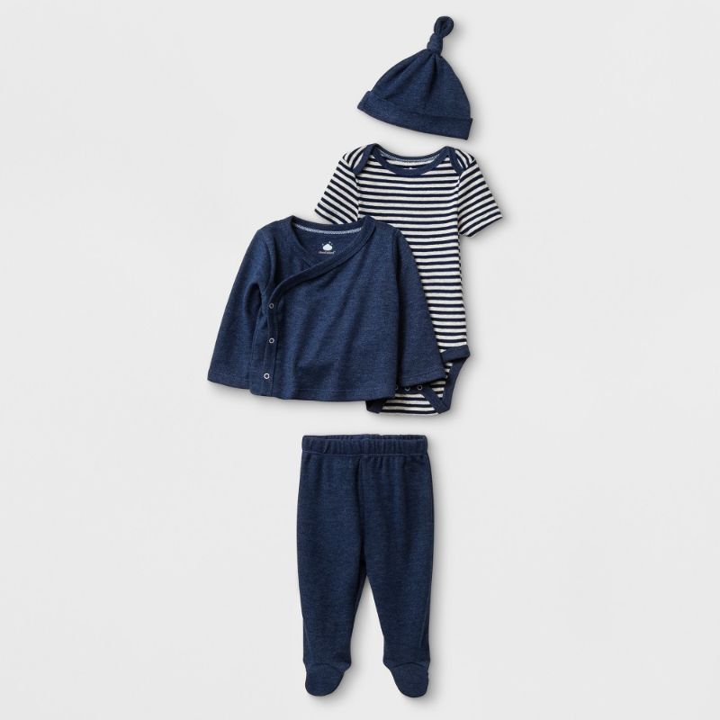 Photo 1 of 3-6M--Baby Boys' 4pc Bodysuit Sets - Cloud Island Navy 3-6M, Blue
