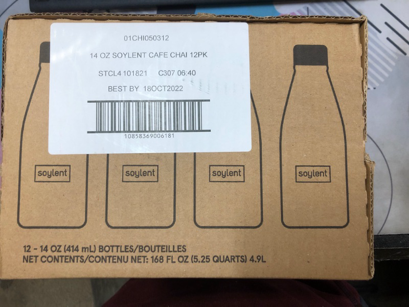 Photo 2 of  Soylent Nutritional Shake - Cafe Chai - 14 fl oz/12pk  -- BB  10/18/2022 --