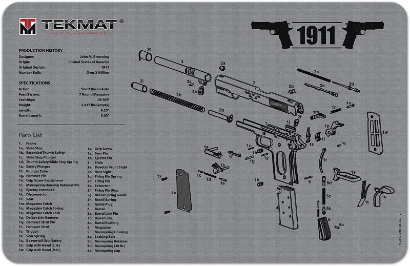 Photo 1 of TekMat Gun Cleaning Mat for use with 1911 - Grey
