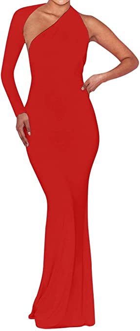 Photo 1 of BEAGIMEG Women's Sexy Elegant One Shoulder Backless Evening Long Dress SIZE M
