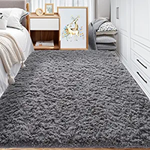 Photo 1 of Area Rugs for Living Room Bedroom: 4x6 Feet White Super Soft Fluffy Shag Plush Rugs Carpet for Kids Girls Boys Nursery Playroom Dorm Room Teen Room Decor
