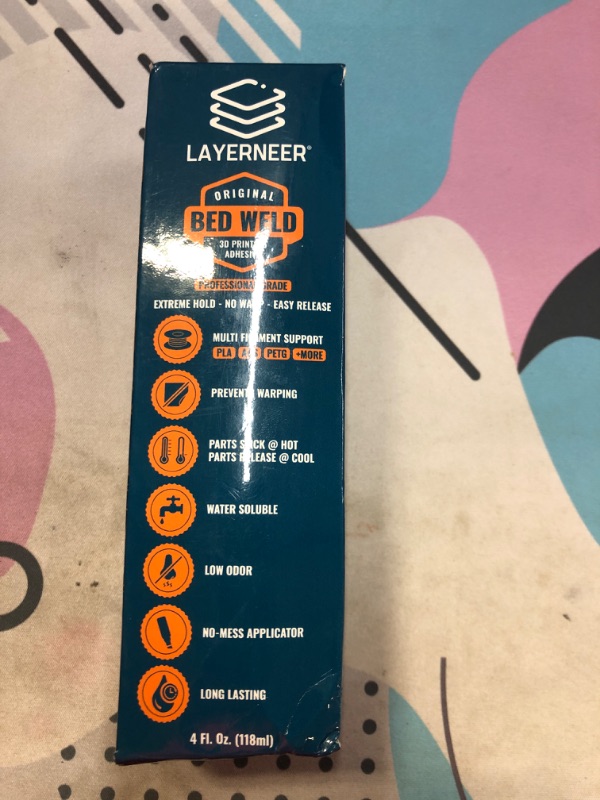 Photo 1 of 3D Printer Adhesive Glue Bed Weld Original, Strong Grip Reduces Warping for ABS, ASA, PLA, and PETG Filament on Heated Build Plates, 118ml, 4 fl oz
