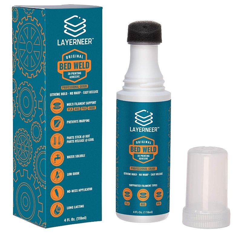 Photo 1 of 3D Printer Adhesive Glue Bed Weld Original, Strong Grip Reduces Warping for ABS, ASA, PLA, and PETG Filament on Heated Build Plates, 118ml, 4 fl oz
