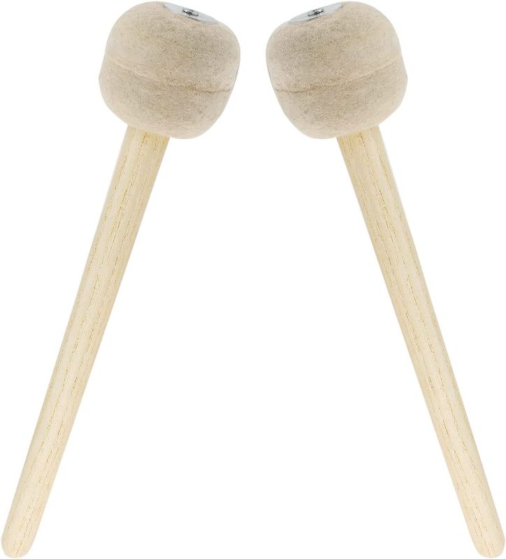 Photo 1 of  2 Pack Drum Mallet, 13" Wool Felt Drum Stick, Bass Drum Mallet Drum Stick, Anti-slip Bass Percussion Sticks, Beige
