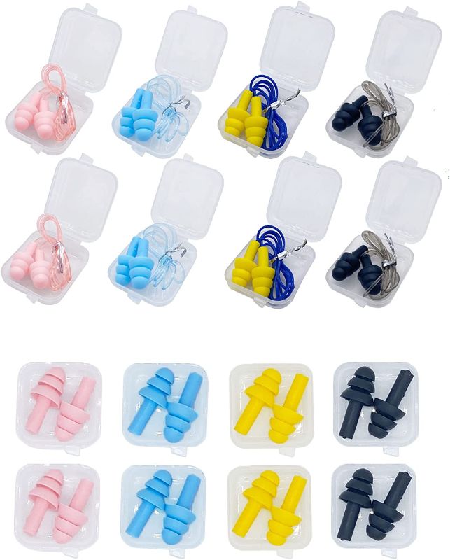 Photo 1 of 16 Pairs Noise Canceling Ear Plugs Soft Reusable Silicone Earplugs Waterproof Noise Reduction Earplugs for Concert,Swimming,Study,Loud Noise,Snoring,Ear Plugs for Sleeping
