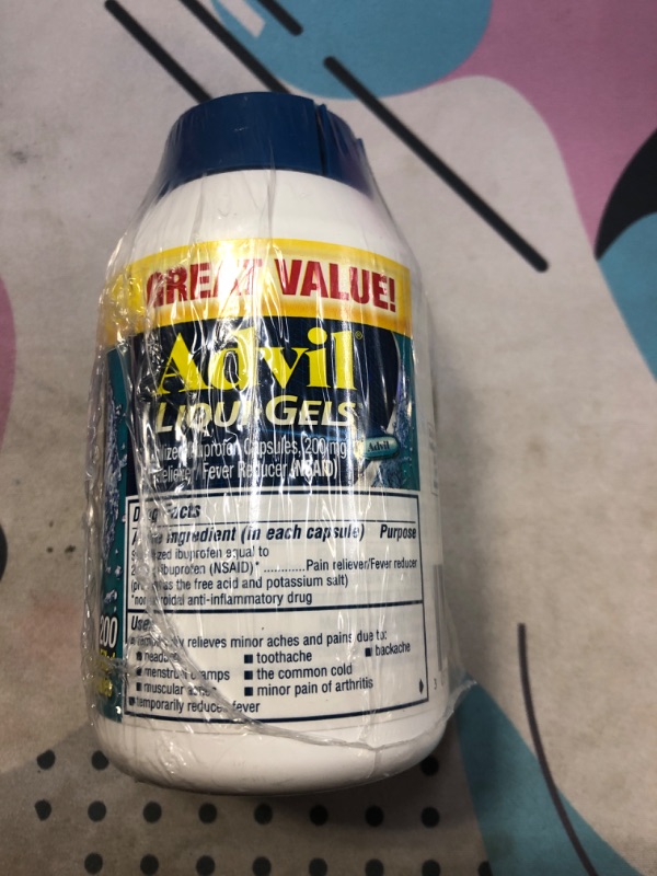 Photo 2 of  Advil Liqui-Gels Pain and Headache Reliever Ibuprofen 200 Mg Liquid Filled Caps  -- BB 9/2024 --

