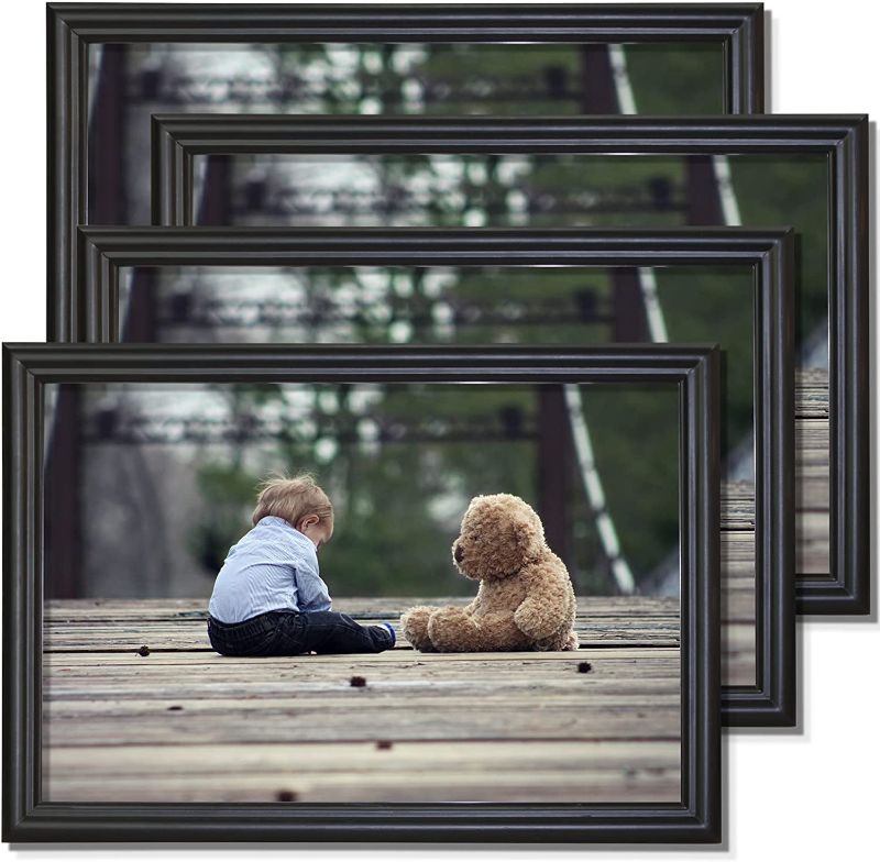 Photo 1 of 6x8  Inches Picture Frame Black Solid Wood Wall & Tabletop Photo Frames Set of 4
