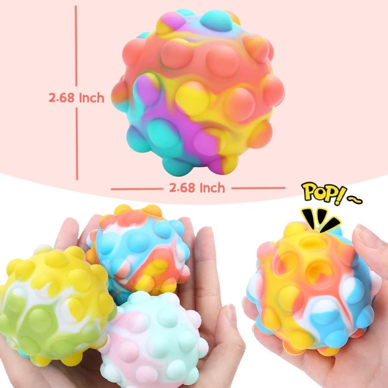 Photo 1 of 2 Pack  of 4 Pc. Stress Balls Fidget Toys - Push Popping Bubbles 3D Fidgets Stress Balls,Silicone Pop Bubble Fidgets Sensory Toy Stress Relief and Anxiety for Kids Adults,Autism and Hand Therapy Game Balls
