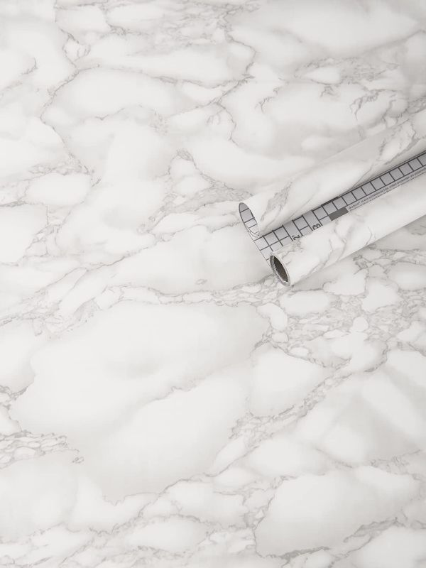 Photo 1 of Art3d 17.7"x78.7" Marble Contact Paper Countertops - Self Adhesive Shelf Drawer Liner - Gray Decorative Contact Wallpaper - Waterproof, Peel and Stick, Easily Removable (17.71" x 78.74", Matt)
