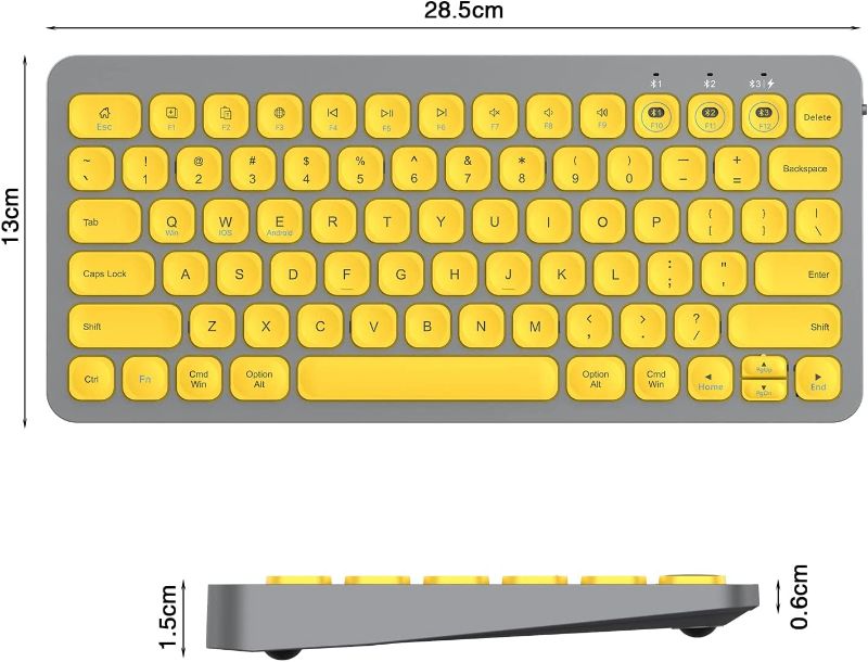 Photo 1 of Multi-Device Bluetooth Keyboard, PINKCAT Wireless Keyboard Compatible with Laptop/PC/Notebook/MacBook/Computer, Ultra-Slim Stylish Design for iPhone/iPad/iPad Mini/iPad Pro/iPad Air/Smart TV - (Yellow)
