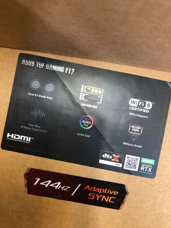 Photo 5 of ASUS TUF Gaming F17 Gaming Laptop, 17.3" 144Hz FHD IPS-Type Display, Intel Core i5-11400H Processor, GeForce RTX 3050, 8GB DDR4 RAM, 512GB PCIe SSD, Wi-Fi 6, Windows 11 Home, FX706HCB-ES51
