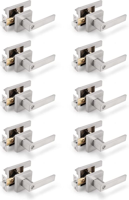 Photo 1 of 10 Pack Square Satin Nickel Privacy Door Locksets 