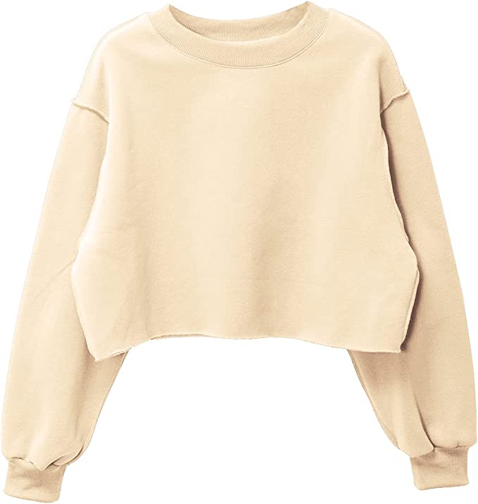 Photo 1 of Amazhiyu Women Cropped Sweatshirt Long Sleeves Pullover Fleece Crop Tops Size Small
