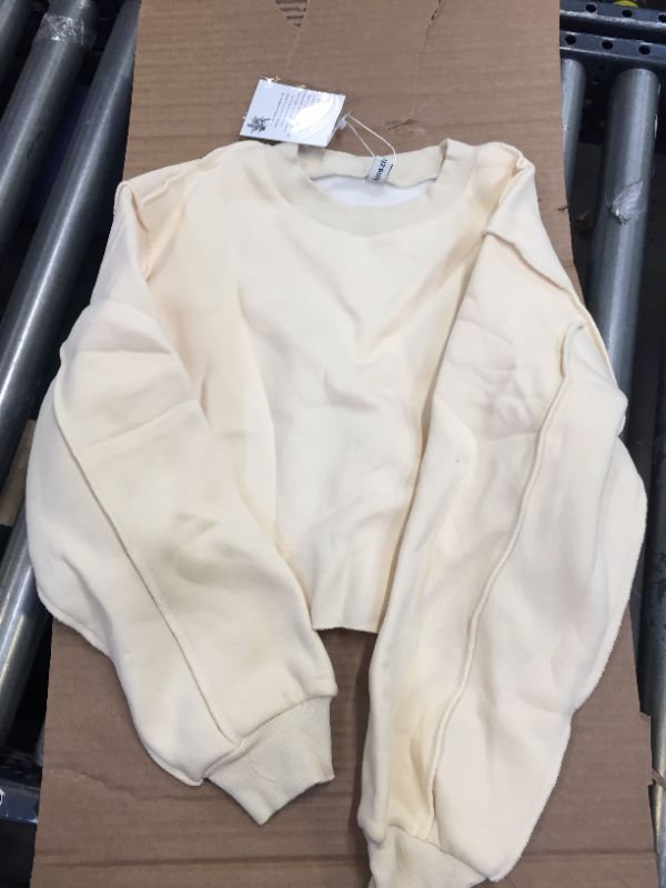 Photo 1 of Amazhiyu Women Cropped Sweatshirt Long Sleeves Pullover Fleece Crop Tops Size Small
