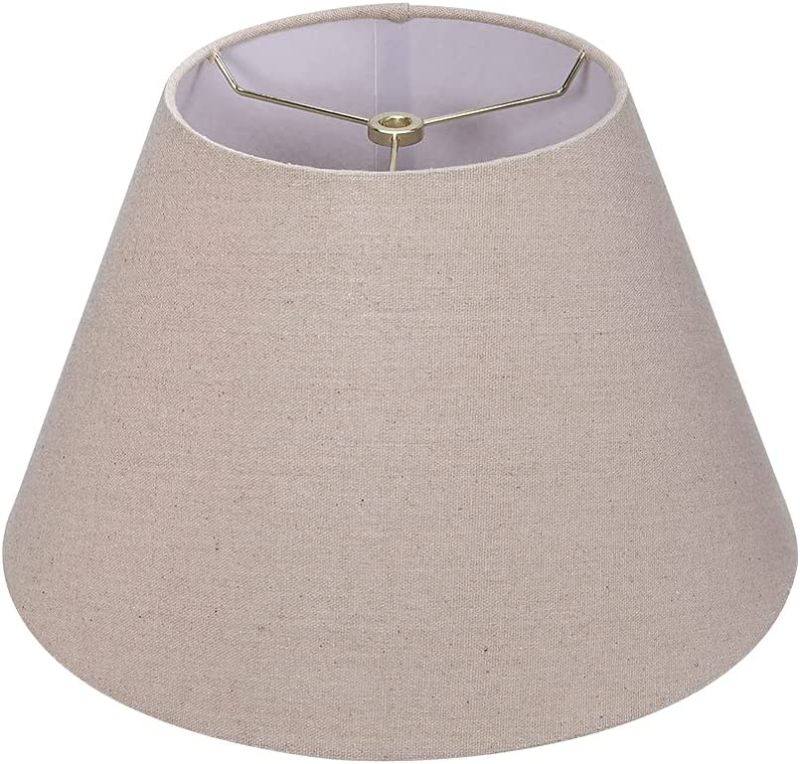 Photo 1 of ALUCSET Medium Lamp Shade, Barrel Fabric Lampshade for Table Lamp & Floor Light, 7 inch Top Diameter x 13 inch Bottom x Diameter 7.8 inch Height, Natural Linen Hand Crafted, Spider (Brown)
