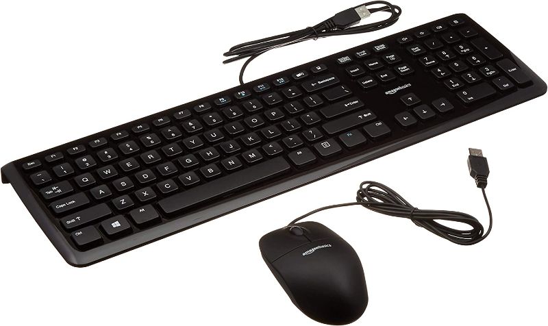 Photo 1 of Amazon Basics USB Wired Computer Keyboard and Wired Mouse Bundle Pack
