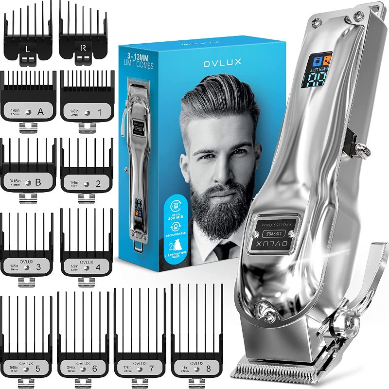 Photo 1 of [Newest 2022] Hair Clippers for Men - Professional Cordless Rechargeable Clippers for Hair Cutting, Full Metal Beard Trimmer, Barbers Trimmer, Birthday Gifts for Men, Gifts for Him Dad, Silver
