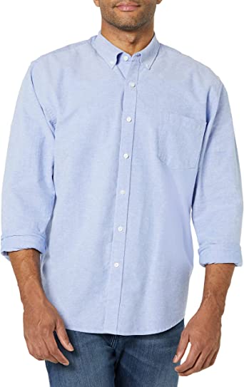Photo 1 of Amazon Essentials Men's Slim-fit Long-Sleeve Solid Pocket Oxford Shirt Size Medium
