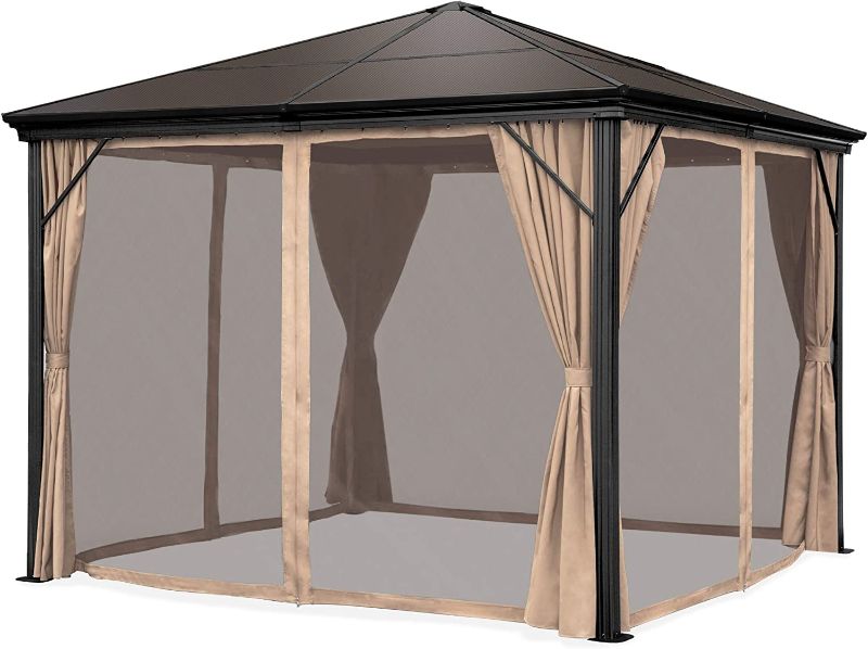 Photo 1 of Best Choice Products 10x10ft Hardtop Gazebo, Outdoor Aluminum Canopy for Backyard, Patio, Garden w/Side Curtains, Mosquito Netting, Zippered Door
