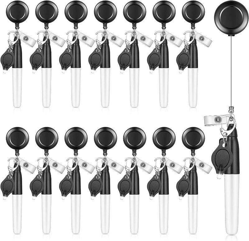 Photo 1 of 45 Pieces Mini Permanent Marker Pens Nursing Badge Clips and LED Flashlight Keychain Set Retractable ID Name Reels for Office School Supplies Outdoor Activities, Black
-UNOPENED BOX-