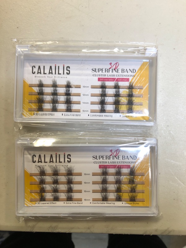 Photo 2 of (2 COUNT) Lash Clusters,CALAILIS Cluster Lashes Individual Lashes Superfine Brand Natural Look Reusable DIY Eyelash Extension 0.07mm 24Pcs Eyelash Clusters(Style4 MIX Black Brand)
