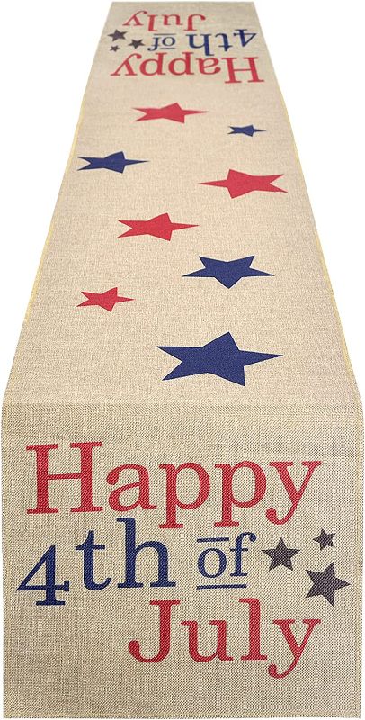 Photo 1 of 4th of July Table Runner 13 x 72 Inches Long Burlap Linen Tablecloth American Stars Independence Day Memorial Day Patriotic Veterans Day Decorations
FACTORY SEALED 