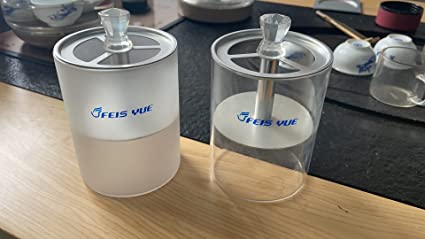 Photo 1 of Feis yue Feis Yue Ashtray, Clear Glass Ashtray with Al Lids, Windproof, Cigarette Ashtray for Indoor or Outdoor Use,Ground glass Ashtray transparency glass 86*86*130