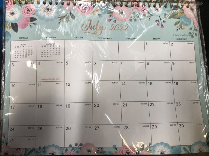 Photo 2 of 2023-2024 Calendar - 18 Monthly Wall Calendar with Thick Paper, Jan. 2023 - Jun. 2024, 11" x 8.5", Twin-Wire Binding + Hanging Hook + Unlined Blocks with Julian Dates - Floral
