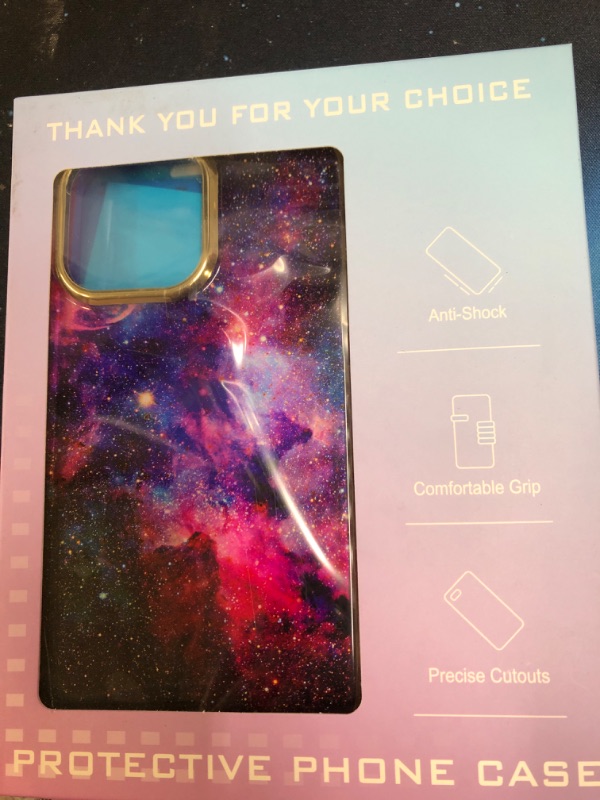 Photo 2 of Phone 14 Pro Max Case 6.7 inch (2022 Release), Slim Full-Body Stylish Shockproof Protective Rugged TPU Case with Built-in Screen Protector?Starry Sky?