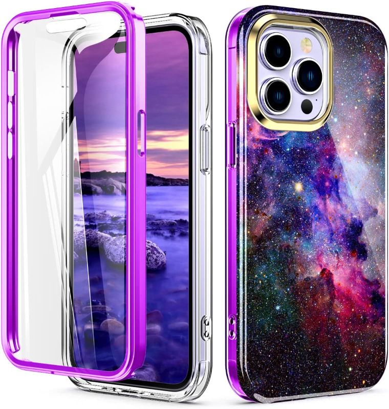 Photo 1 of Phone 14 Pro Max Case 6.7 inch (2022 Release), Slim Full-Body Stylish Shockproof Protective Rugged TPU Case with Built-in Screen Protector?Starry Sky?