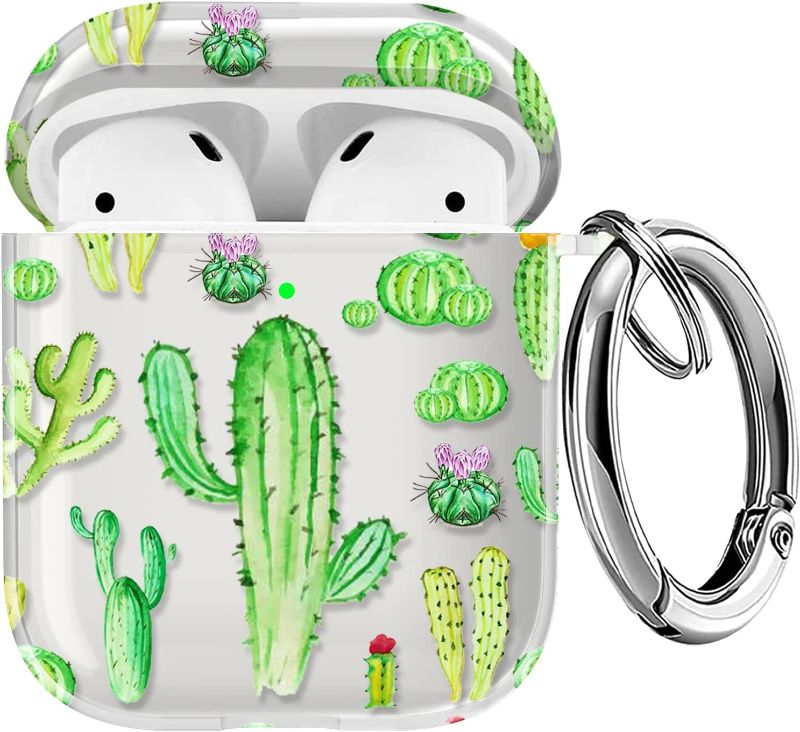 Photo 1 of Airpod Case Flower Cute Airpods Case Cover Floral Protective Apple Airpod Protective Case for Women and Girls (Cactus)